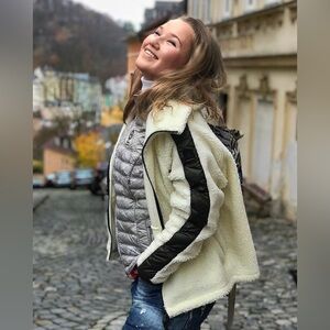 Bogner White Sherpa Jacket with Black Details